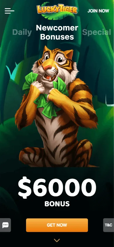 Lucky Tiger Casino mobile promotions area with available offers